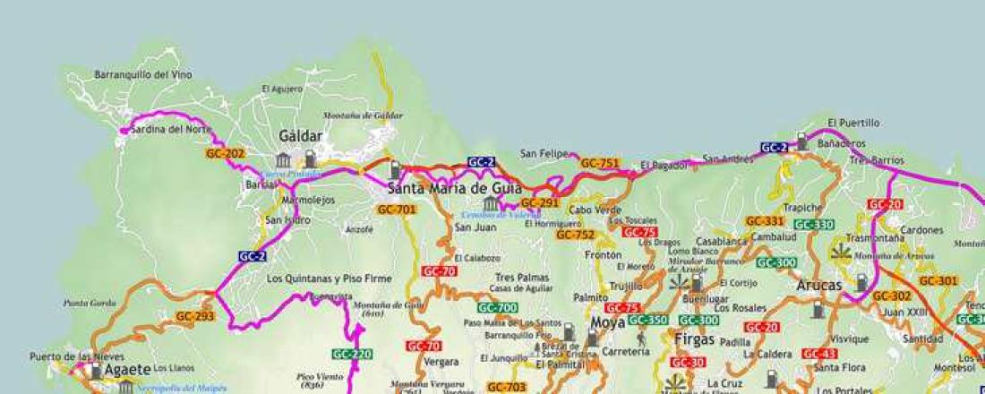 Kart del 2 for kjøretur i Gran Canarias høyland